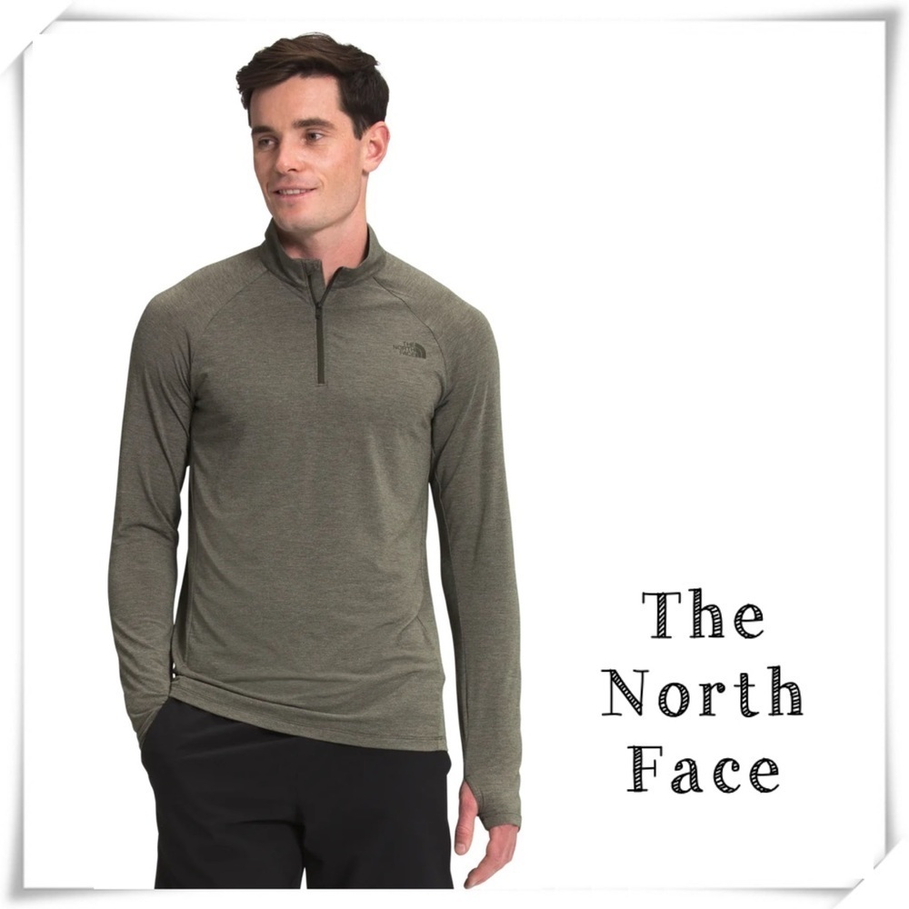 The North Face Wander 1/4 Zip Pullover Shirt in Green Heather Size XXL NF0A5371